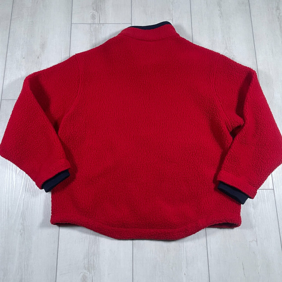 Vintage L.L Bean Men's Large Outdoors Red Sherpa Fleece Jacket Full Zip - Picture 7 of 14